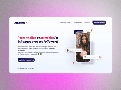 Mentorz — Sito web per una startup francese della creator economy - Website Creation