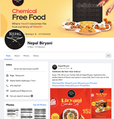 Nepal Biryani: Social Media Management & Branding - Estrategia digital