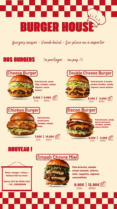 Menu de restaurant (création de démonstration) - Design & graphisme