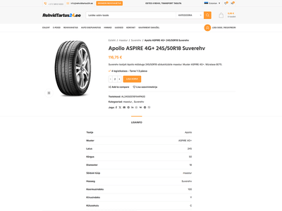 RehvidTartus24 – online tire store, booking & automation - Creación de Sitios Web