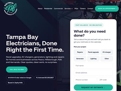 Electrical Professionals of Florida: Tampa Bay electrician website - SEO
