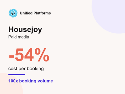Housejoy: 54% lower cost per booking at 100x volume - Online Advertising