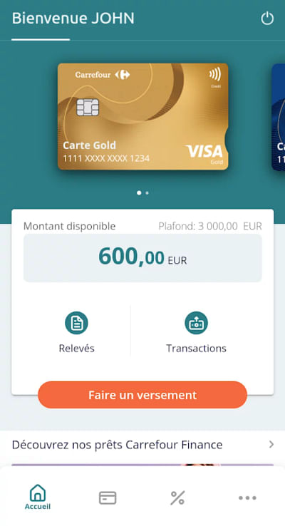Mobile application for Carrefour Finance - Ergonomy (UX/UI)