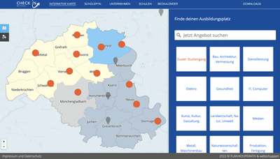 Suche für Ausbildungsplätze und Duale Studiengänge - Webseitengestaltung