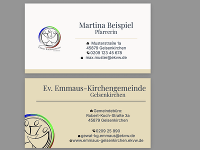 Visitenkarten-Design für die Emmaus-Kirchengemeinde - Grafikdesign