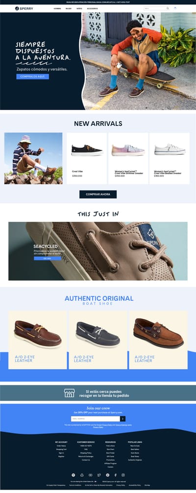 E-commerce Sperry colombia y Panama - Webseitengestaltung