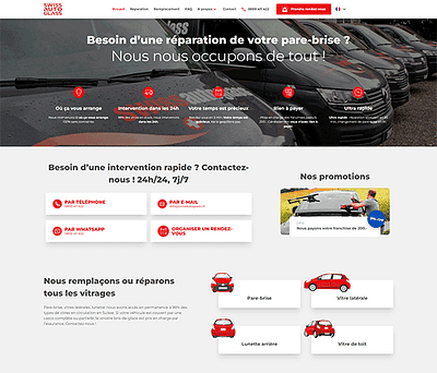 Swiss Auto Glass: site internet corporate - Creación de Sitios Web