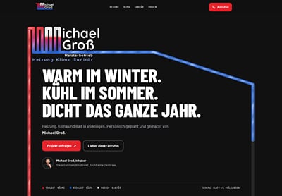 Michael Groß Meisterbetrieb — Heating, Cooling and Plumbing Website - Webseitengestaltung