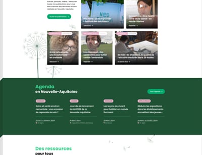 Portail Santé Environnement Nouvelle-Aquitaine sur WordPress - Création de site internet