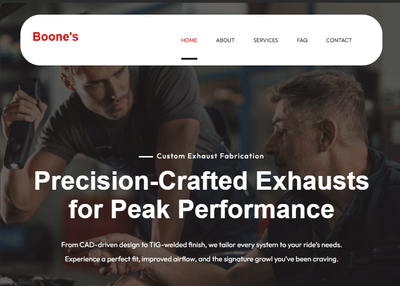 Boone’s Service & Custom Exhausts - Webseitengestaltung