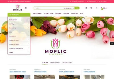 Moflic Flowers website design - Website Creation