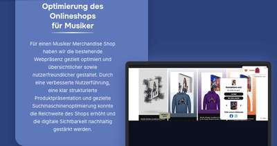 Onlineshop für Musiker - Website Creation