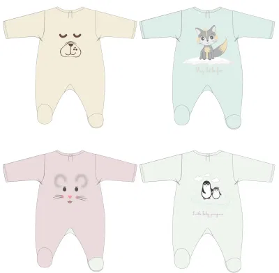 Création graphisme pyjamas - Thème animaux mignons - Grafikdesign