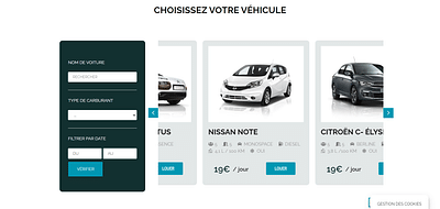 Site de location de voitures - Vim Location - E-commerce