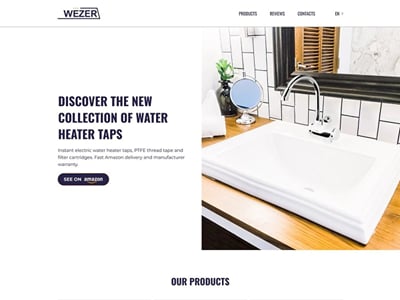 Landing page for plumbing brand Wezer - Website Creation