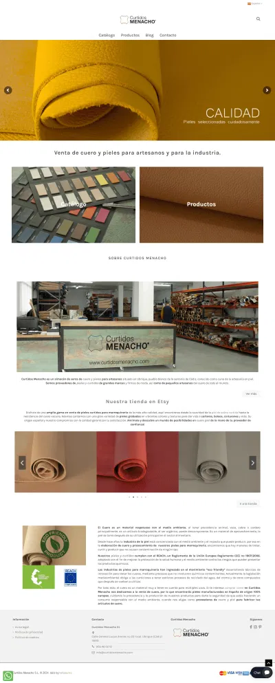 Desarrollo y diseño Web Curtidos Menacho - E-commerce