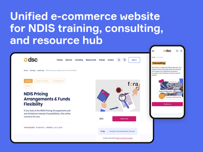 NDIS (National Disability Insurance Scheme) training & consulting site - E-commerce