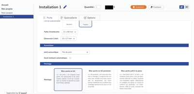 Application de chiffrage interne de portes à peindre connectée à l'ERP - Application web