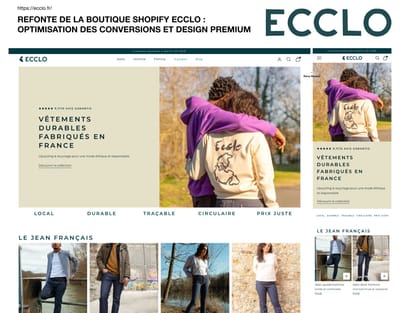 ECCLO : refonte de la boutique Shopify - Création de site internet