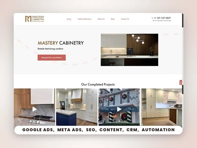Mastery Cabinetry: first Google Ads, redesign, SEO and Kommo CRM - Marketing