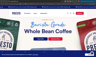 Presto Coffee – Smaakvol Design voor Koffiemerk - E-mail Marketing