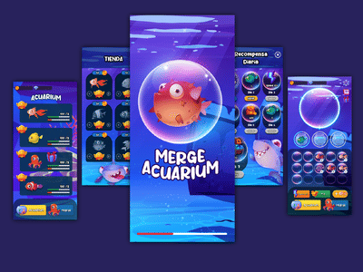Desarrollo de juego móvil - Merge Acuarium - Diseño Gráfico