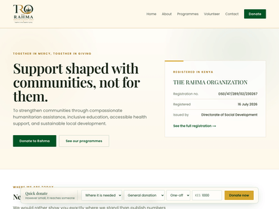 Nonprofit website for The Rahma Organization - Website Creation