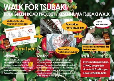 WALK FOR TSUBAKI KDDI GREEN ROAD PROJECT KESSENNUMA TSUBAKI WALK - Publicidad