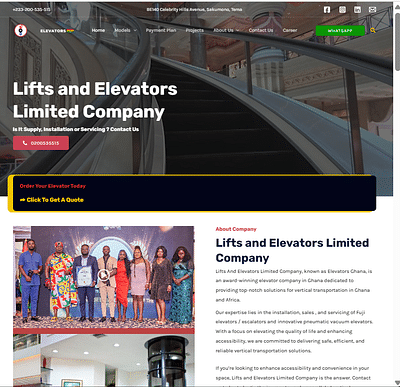 Elevators Ghana website - Webseitengestaltung