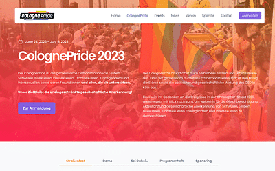 Cologne Pride e.V. - UX UI Design + Webentwicklung - Webseitengestaltung