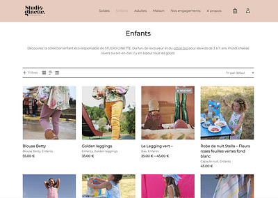 Site ecommerce vêtement pour enfants - Website Creation