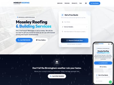Moseley Roofing - Website Creation