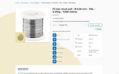 Filinox - Fil en acier inoxydable - Création de site internet