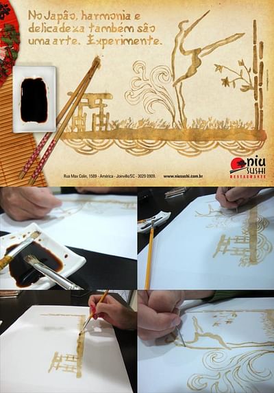 Advertisement painted with soy sauce - Advertising