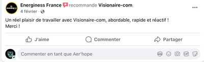 Gestion des réseaux sociaux d'Energiness - Community management