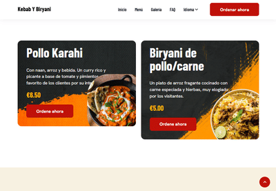 Kebab Y Biryani - Creación de Sitios Web