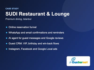SUDI Istanbul: reservation funnel and WhatsApp AI automation - Artificial Intelligence