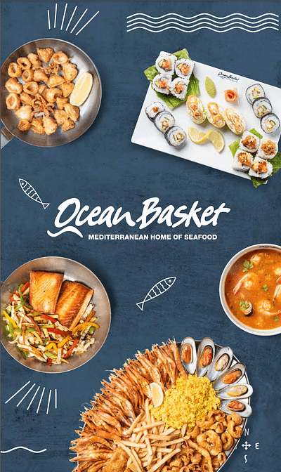 Ocean Basket QR Menu & Social Media Designs - Diseño Gráfico