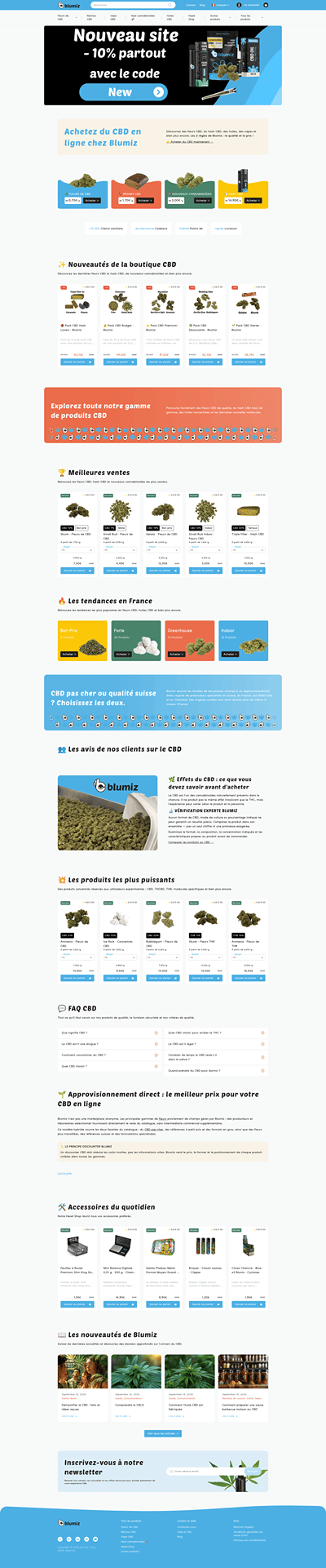 Blumiz – Boutique CBD B2C en 12 langues, synchronisée avec le B2B - E-commerce