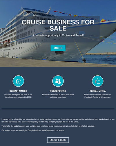 Landing Page for About2Cruise - Website Creation