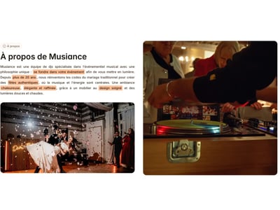 Musiance : site vitrine premium pour un DJ mariage - Création de site internet