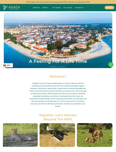 Website Design For Agaca Tours and Travel - Website Creation