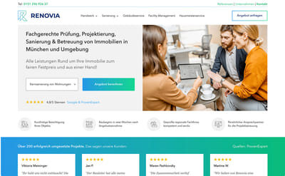 Modernes Immobilienportal für Renovia GmbH - Website Creation