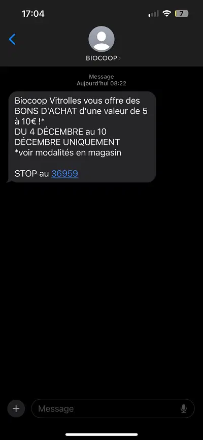 Campagne SMS pour Biocoop - Marketing