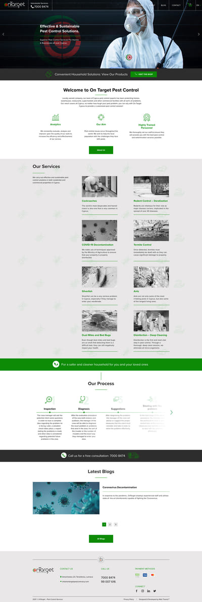 Custom WordPress Website for OnTarget Pest Control - E-commerce