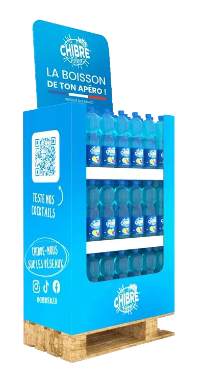 PLV de magasin pour la boisson Chibre Bleu - Print