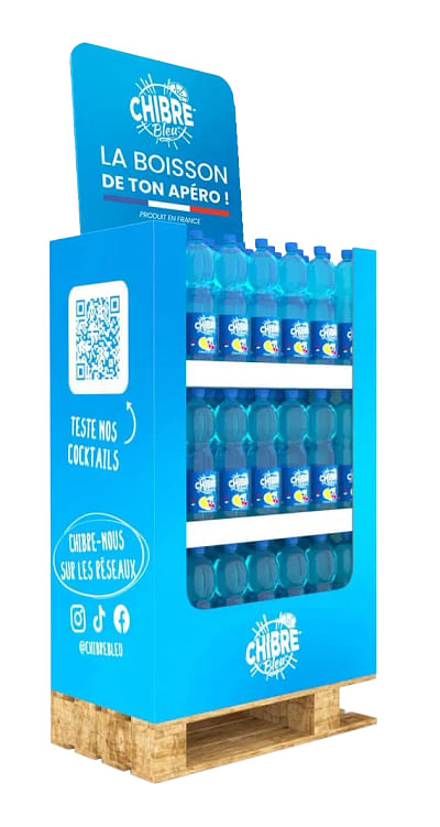 PLV de magasin pour la boisson Chibre Bleu - Impresión