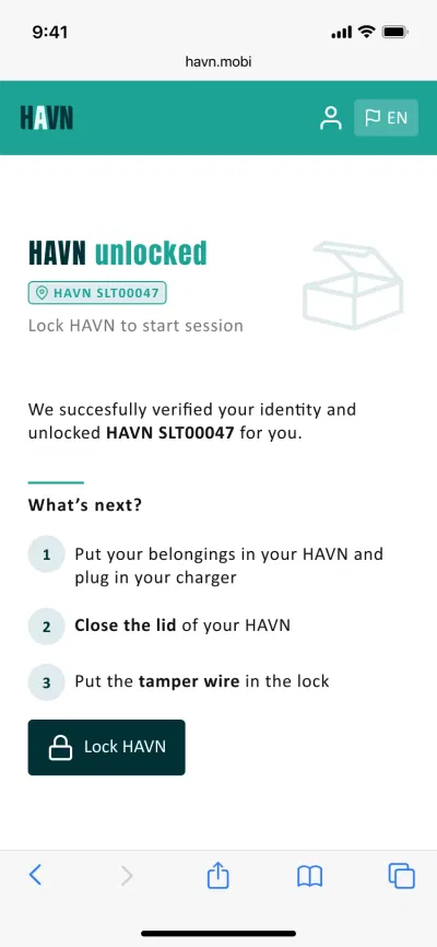 HAVN - Fiets Parking App - Application web