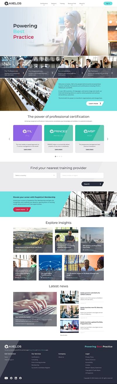 Axelos - Powering Best Practice - Web Application