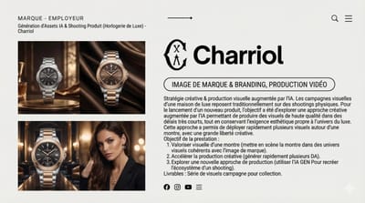 Génération d'Assets IA & Shooting Produit - Charriol - Video Productie